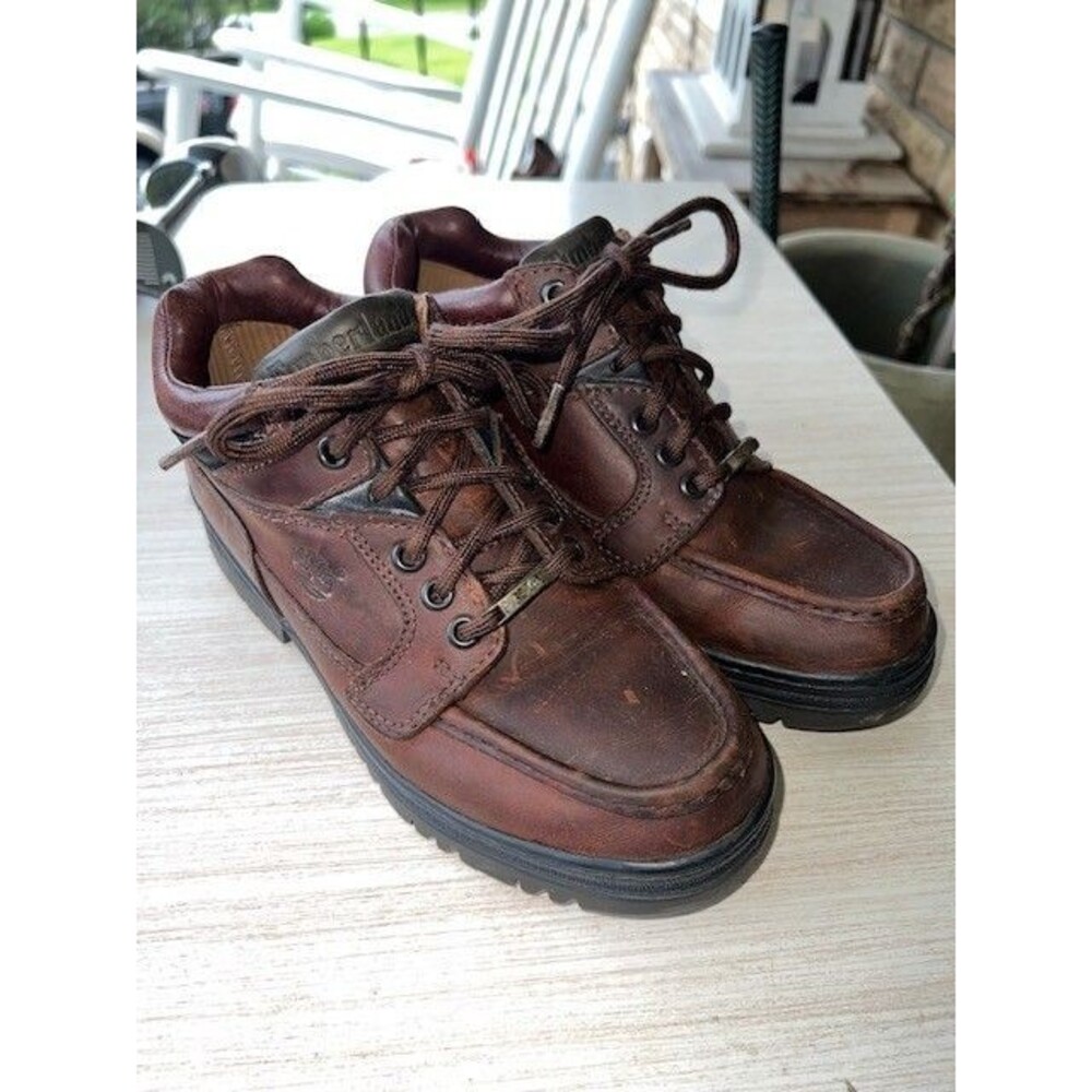 Timberland Mens Leather Gore-Tex Waterproof Moc Toe Boots Brown Sz 7M VGC